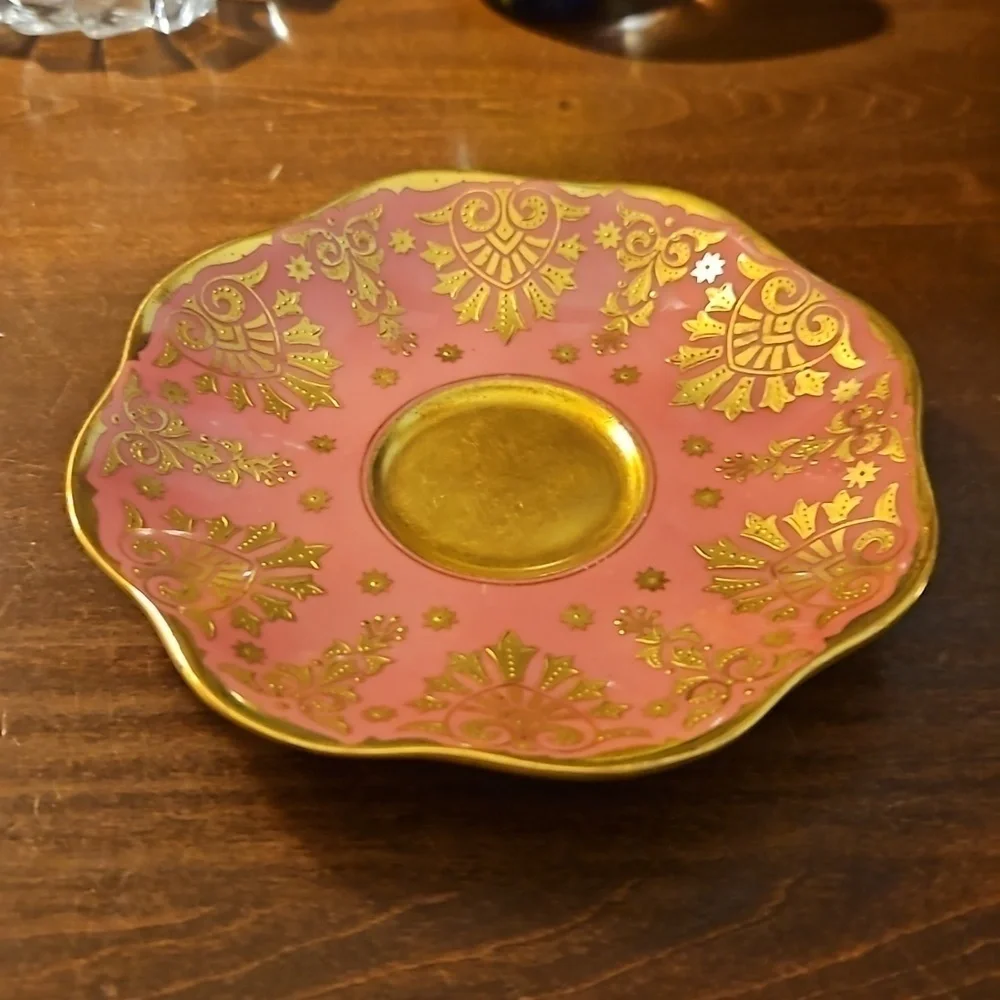 Antique COALPORT 1915 Gold Encrusted Pink Replacement Saucer #14E15